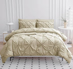Lane Linen Full Size Bedding Comforter Sets, 7 Piece Bed in a Bag Full Size, Soft Full Size Bedding Set, Pintuck Bed Comforter Full Size Set, Full Size Bed Set with Sheets, Pillowcases & Shams - Linen