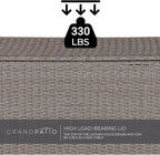 Grand patio 108 Gallon Deck Storage Box Indoor Outdoor Wicker Bin for Patio Furniture Cushions Garden Tools Pool Accessories, Greige