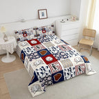 Erosebridal Kids Baseball Full Comforter Set for Boys,Teen Baseball Athlete Bedding Set Room Decor Sports Theme Bed Comforter Sets Baseball Bat Gloves Quilt Duvet with 2 Pillow Cases Red Navy Blue