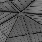 TOOLPORT Hardtop Gazebo 10x10 ft with Steel Roof - 4 Side Panels in Champagne - Approx. 3.54x3.54 in Aluminium Poles