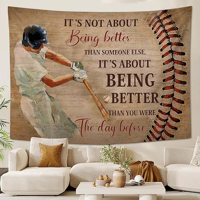 yowecso Baseball Tapestry Sport Theme Tapestry Wall Hanging for Bedroom Baseball Tapestries Aesthetic Wall Decor for Home Dorm Living Room 50"x60"