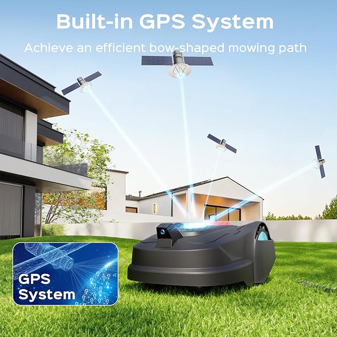 M800Plus GPS+3D Vision Cordless Robot Lawn Mower with Bow-Shaped Path Mowing, APP Control, Robotic Lawnmower with Obstacle Avoidance, Auto-Charging, Height Adjust for Lawns up to 8611 sq.ft