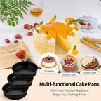 P&P CHEF 7 Inch Cake Pan Set of 3, Non-Stick Round Cake Pans | Round Cake Tins for Tier Smash Cakes, Baking Pans Set & Essential Bakeware, Stainless Steel Core & Leak-Proof