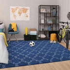 Chicrug Shag Geometric Modern Area Rug for Living Room, 7x10 Feet Large Memory Foam Indoor Carpet, Fluffy Rug for Bedroom Bedside Room Decor for Family Girls Kids Nursery, Navy/White