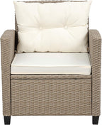 4 Piece Outdoor Patio Furniture Set, Sectional Conversation All-Weather Grey PE Wicker w/Seat Cushions for Backyard Porch Garden Poolside Balcony, Onesize, Ob-Beige