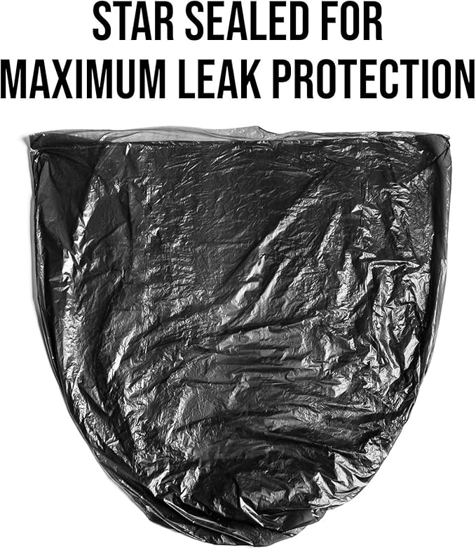 Aluf Plastics RL-3339XH 33 Gallon Trash Can Liners (100 Count) - 33" x 39" - Thick 1.5 MIL Equivalent Black Trash Bags for Bathroom, Kitchen, Office, Industrial, Commercial, Recycling and More