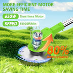Electric Weed Wacker Cordless stringless,Grass Trimmer,with 2 Batteries, 1 Charger, 3 Types Blades, Weed Wacker Eater Battery Powered Lightweight Battery Weed Trimmer for Yard and Garden