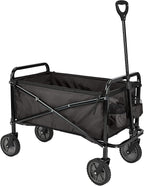 Amazon Basics Collapsible Folding Heavy Duty Utility Wagon for Outdoor Sports, 265 pounds Weight Capacity, Camping, Garden, and Shopping, 27.6 x 40.9 x 20 inches, Black