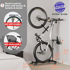 Vertical Bike Stand, Freestanding Bike Rack Garage Storage Upright Bicycle Floor Stand Indoor Bike Holder with Adjustable Height for Garage & Apartment - for Wheels Sizes up to 29”