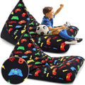 2 Pcs Stuffed Animal Storage Bean Bag Chair Stuffed Animal Bean Bag Storage Large Beanbag Covers Stuff Animal Organizer Bean Bag Couch for Kids Adults Plush Toys Pillows, Cover Only (Gamer)