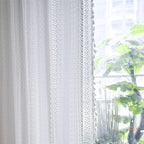 Sutuo Home Boho Curtains Crochet Lace Sheer Bohemian Stylish with Tassels, Window Treatment Privacy Vintage Rustic Farmhouse Drapes for Bedroom, Rod Pocket 1 Panel 59" W x 102" L, White