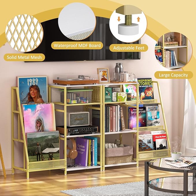 Vintage Bookshelf, Wooden Kids Bookshelf with 3-Tier Ladder Book Display Rack, Small Book Shelf Library Bookcase Storage Organizer, Short Wide Small Bookshelf Bookcase for HomeOffice