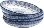 Bico Blue Talavera Pasta Bowls, 35oz Salad Bowl Set of 4, Large Ceramic Serving Dinner Bowls for Soup and Cereal, Microwave and Dishwasher Safe, Gift for Housewarming and Thanksgiving
