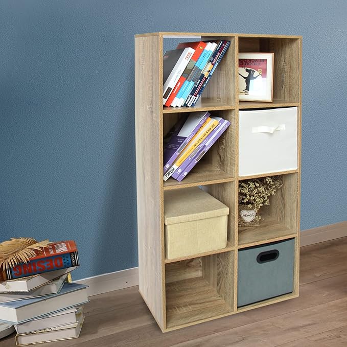 PACHIRA E-Commerce 8 Cube Storage Bookshelf, Unit Shelf, Wooden Closet Cabinet, Organizer Rack in Study, Oak