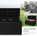 AJP Distributors 180 Gallon Outdoor Storage Box, Rain Waterproof Resin Deck Box, Lockable Large Storage Container for Patio Furniture, Cushions, Garden Tools, Sports Equipment and Pool Supplies Black