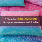 JQinHome Twin Glitter Comforter Sets for Girls, 3D Colorful Duvet Pink Rainbow Themed Bedding, All-Season Reversible Quilted Duvet, for Girls Teen Women - includes 1 Comforter, 1 Pillowcase