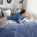 Bedsure Infinity Blue King Size Comforter Set - 7 Pieces Reversible King Bed in a Bag, King Bed Set Infinity Blue and Grey with Comforters, Sheets, Pillowcases & Shams