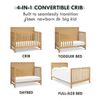Davinci Margot 4-in-1 Convertible Crib in Honey GREENGUARD Gold Certified