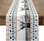 jejeloiu Highland Cow Home Decor for Living Room Dresser Scarfs Dresser Runners Western Table Runner Kids Boho Western Seasonal Vintage Exotic Table Decoration for Kitchen Dinning 13" x 72"