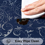 Smiry Rectangle Waterproof Heavy Duty Vinyl Tablecloths, 60 x 120 Inch | Wipeable Washable Floral Embossed Table Cover for Kitchen and Dining Room, Indoor & Outdoor Use, Dark Blue