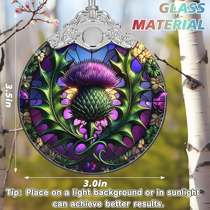 Scottish Thistle Stained Glass Orament - Christmas Ornament - Christmas Decorations for Tree - Holiday Present ldeas - Gift Exchange