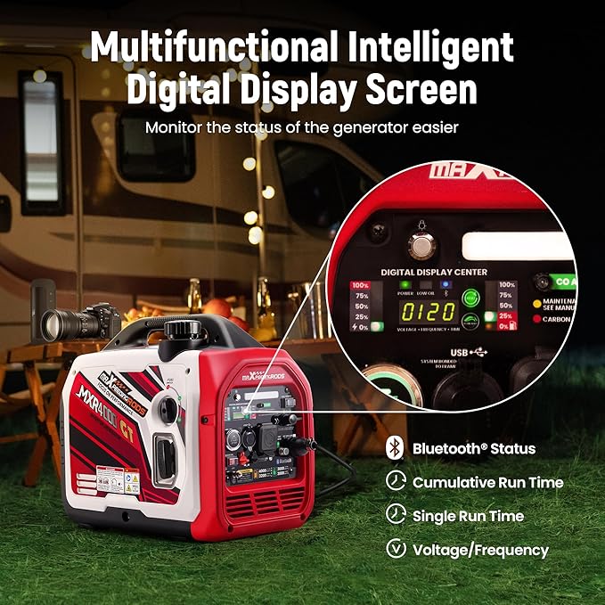 maXpeedingrods 4000 Watt Dual Fuel Inverter Generator with Bluetooth® Control Start and Display, RV Ready, Electric Start, Quiet for Outdoor Camping, Home Backup, Garden，PGMA Compliant