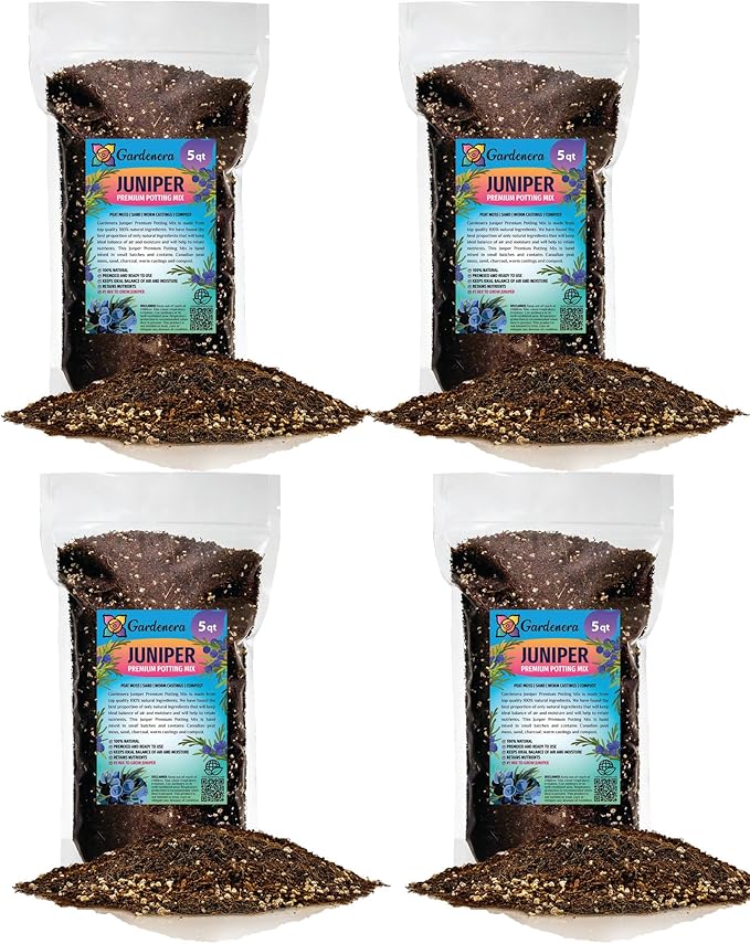 GARDENERA Premium Juniper Potting Soil Mix - Perfect Balance of Nutrients, Drainage, and Aeration for Healthy Juniper Trees - 20 Quart