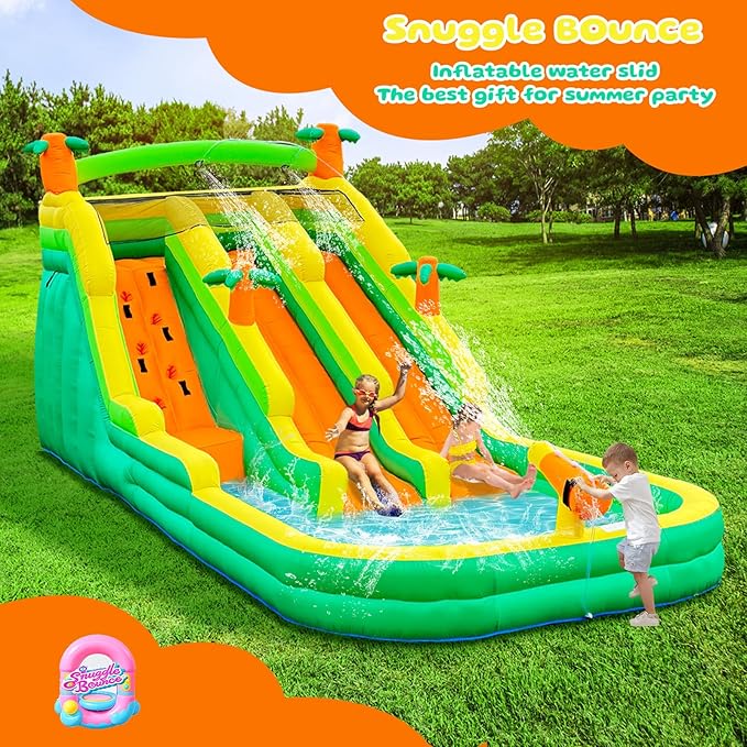 20FT Oxford Inflatable Water Slide Waterslides for Kids and Adults Rainforest Style Water Slide Bounce House and Swimming Pool Wet Dry Use Summer Fun Water Park for Outdoor-Including Blower
