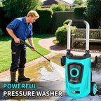 Pressure Washer, Power Washer with 4 Quick Connect Nozzles, 35FT Power Cord, 20FT Hose, Foam Cannon for Cars/Patios/Diverway/Fences
