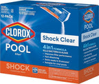 Clorox® Pool&Spa™ Shock Clear, for Crystal Clear Swimming Pool Water, Swim-ready in 15 minutes, Suitable for vinyl pools (12-Pack)