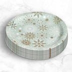 Papyrus Disposable Tabletop Plates Set - Elegant and Sturdy Plates for Any Occasion, Winter Sage Snowflake, Plates