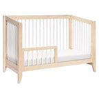 Babyletto Sprout 4-in-1 Convertible Crib with Toddler Bed Conversion Kit in Washed Natural and White, Greenguard Gold Certified