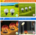 Solar Globe Lights Outdoor Waterproof-Solar Balls-Solar Garden Lights-Orbs for Outside 4 Pack Cracked Glass Ball for Lawn Patio Yard Backyard Decorations