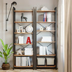 IRONCK Bookshelf 6-Tier Ladder Shelf 110lbs/shelf Display Shelf Vintage Industrial Style Bookcase for Home Office, Living Room