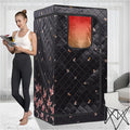 Smartmak Full Size Portable Home Sauna Kit, 1 Person Far Infrared Sauna, Full Body Sauna Tent for Relaxation, with Timer & Temperature Remote Control, Foot Heating Pad,Upgraded Folding Chair - Black