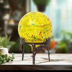 Gazing Ball 10 inch Colorful Glass Gazing Ball for Garden Decor, Indoor Outdoor Glass Gazing Globe Yard Decoration, Yellow
