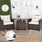 3 PCS Patio Furniture Set, OneSize, White