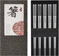 Rbenxia Metal Steel Chopstick Stainless Steel Spiral Chopsticks 9.25 Inches Long Lightweight Chopstick Set Reusable Classic Style for Kitchen Dinner 5 Pairs Silver