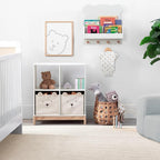 Delta Children babyGap Oxford 6-in-1 Convertible Crib + Brannan Bear Bookcase with Bins + Brannan Bear Wall Shelf with 4 Hooks, Bianca White/Natural (Bundle)