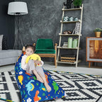 Stuffed Animal Storage Bean Bag Chair Cover, Cotton Blue Dinosaur Plush Toy Storage Stuff and Sit Seat for Kids/Teens/Adults, 52" x 31" Extra Large Triangle Floor Sofa, 200L/52Gal, Cover Only