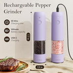 Ultrean Pepper Grinder, Rechargeable Salt and Pepper Grinder with 6 Adjustable Coarseness, LED Light, Automatic Salt and Pepper Shakers, Kitchen Gadgets, Gifts for Women, Lavender Purple