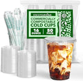 Stock Your Home 16 oz Premium Commercially Compostable Cold Cups (50 Pack), Eco Party Cup, Environmentally Friendly Disposable Sustainable for Water, Wine, Beer Sample