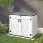 YITAHOME Outdoor Resin Storage Sheds with X-Shaped Lockable Door, 39 in Height Lockable Waterproof Horizontal Shed w/o Shelf, Easy to Assemble Shed Storage for Garden Tools, Light Gray