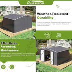 Polar Aurora Outdoor Storage Shed, Metal Garden Shed with Updated Frame Structure, Tool Sheds for Backyard Garden Patio Lawn (Black, 12x10 FT)