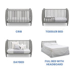 Delta Children Taylor 4-in-1 Convertible Baby Crib, Easy to Assemble, Sustainable New Zealand Wood, Grey