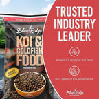 Blue Ridge Koi Fish Food 25lb - Koi Food 3/16” Large and Mini Blend Growth Formula, Goldfish Food, Premium Fish Food for Ponds, Ponds Fish Food, Floating Pond Pellets