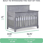 Evolur Santa Fe 5-in-1 Convertible Crib, Storm Grey