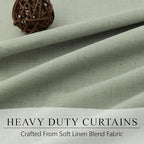 Green Country Kitchen Curtains 45 Inch Length Short Small Basement Window Blackout Cooling Curtains for Summer Heat Linen Cafe Bathroom Classroom Dorm RV Camper Sage Green Drapes with White Backing