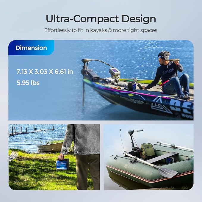 Renogy 12V 20Ah Trolling Motor Lithium Lifepo4 Battery, Built in 20A BMS, IP65 Waterproof Rated, 50% Lighter Deep Cycle Battery for kayaks, scooters, or emergency kits