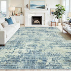 6x9 Washable Area Rug for Living Room Bedroom: Non-Slip Modern Blue Gray | Machine Washable TPR Backing, Stain-Resistant Low Pile, Pet & Kid Friendly, Abstract Decor for Dining Room, Dorm, Home Office